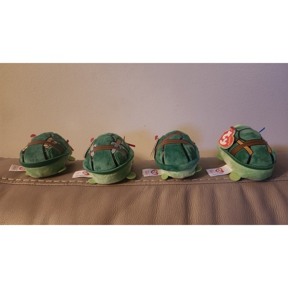 TMNT Set of 4 Teeny Ty Beanie Babies 2016 Plush Ninja Turtles W/ Tags Like New - Picture 3 of 9
